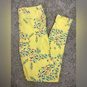 LuLaRoe OS Leggings NWOT Yellow Spring Birds